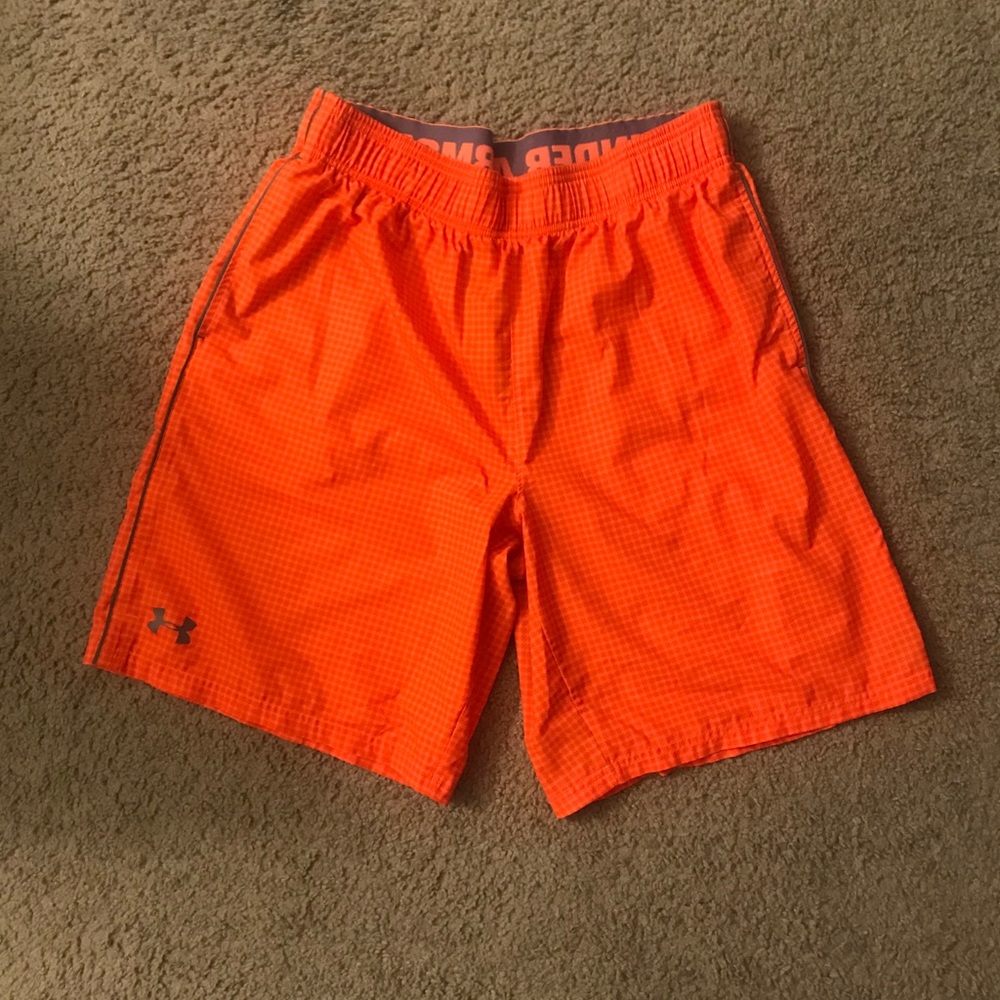 Orange Under Armour shorts